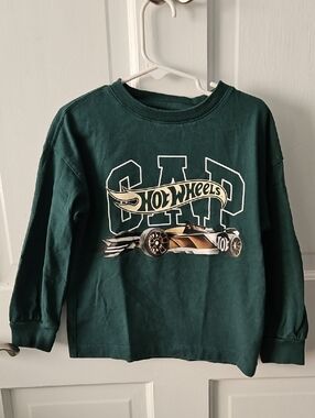 GAP Dark Green Hot Wheels Graphic Long-Sleeve Tee
